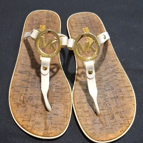 Michael Kors White and Gold Sandals - Picture 1 of 5